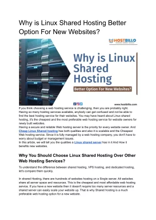 why is linux shared hosting better option