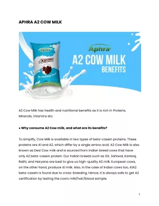 a2 cow milk benefits
