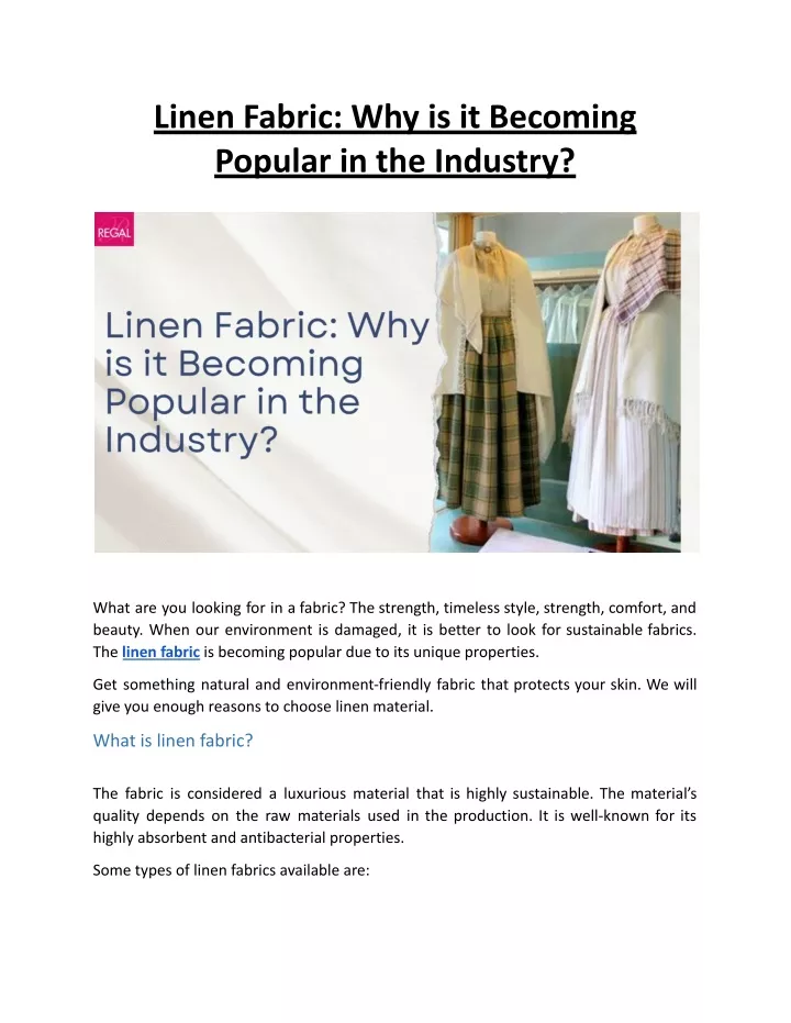linen fabric why is it becoming popular