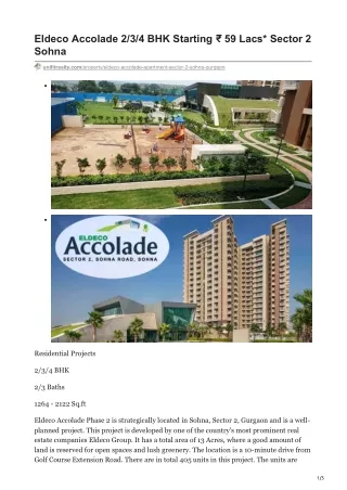 Eldeco Accolade Sohna Road Gurgaon