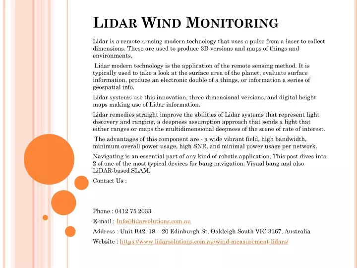 lidar wind monitoring