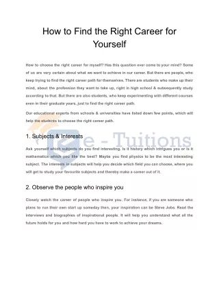How to Find the Right Career for Yourself