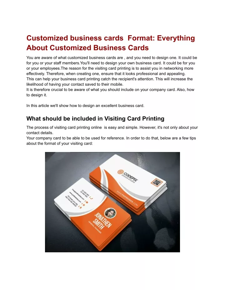 customized business cards format everything about