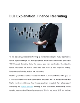 Full Explanation Finance Recruiting