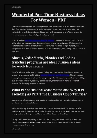 Wonderful Part Time Business Ideas For Women - PDF