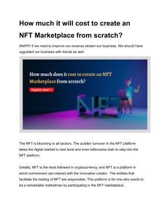 How much does it cost to create an NFT Marketplace from scratch?