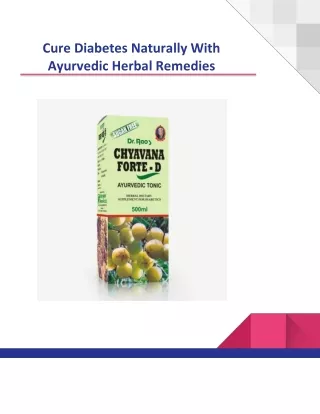 Cure Diabetes Naturally With Ayurvedic Herbal Remedies