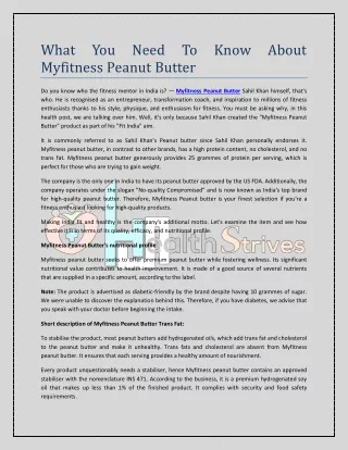 What You Need To Know About Myfitness Peanut Butter