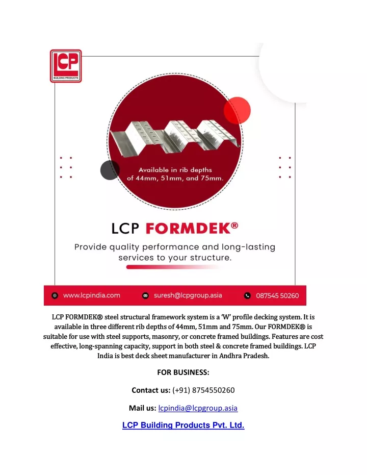 lcp formdek steel structural framework system