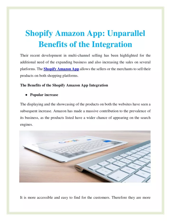 shopify amazon app unparallel benefits