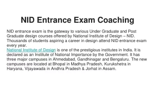 NID Entrance Exam Coaching