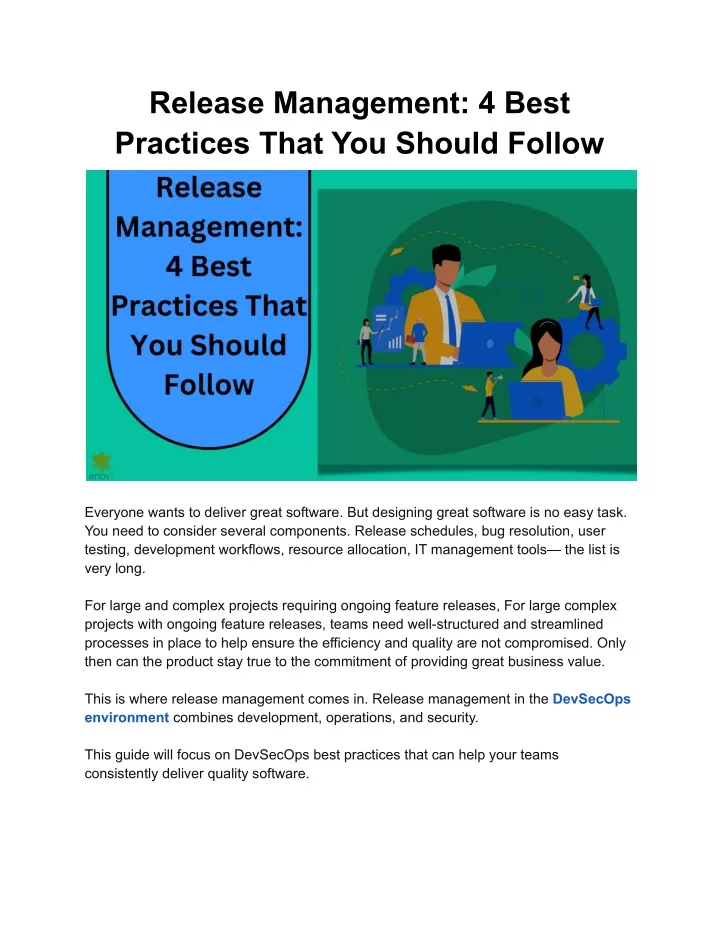 release management 4 best practices that