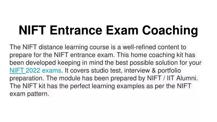 nift entrance exam coaching