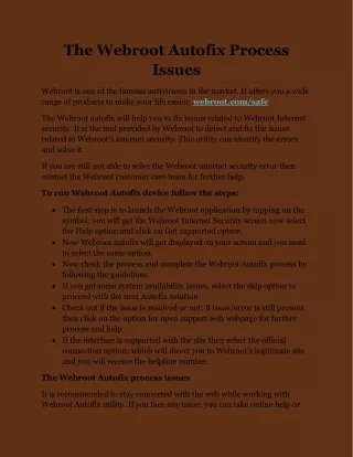 the webroot autofix process issues