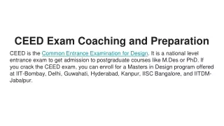 CEED Exam Coaching and Preparation