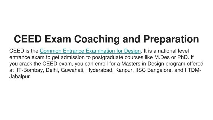 ceed exam coaching and preparation