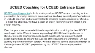 UCEED Coaching for UCEED Entrance Exam
