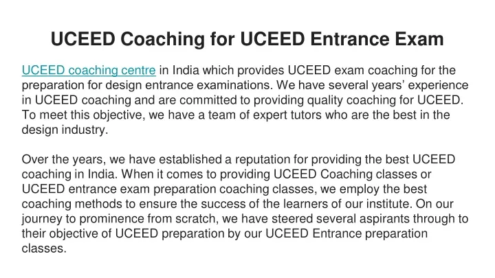 uceed coaching for uceed entrance exam
