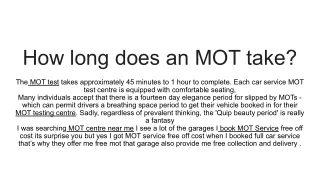 how long does an mot take