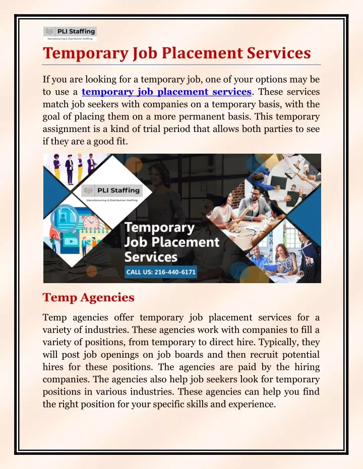 temporary job placement services