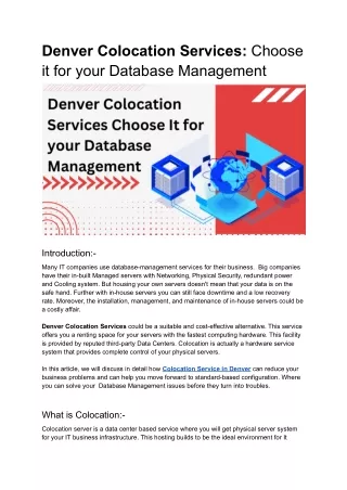 denver colocation services choose it for your