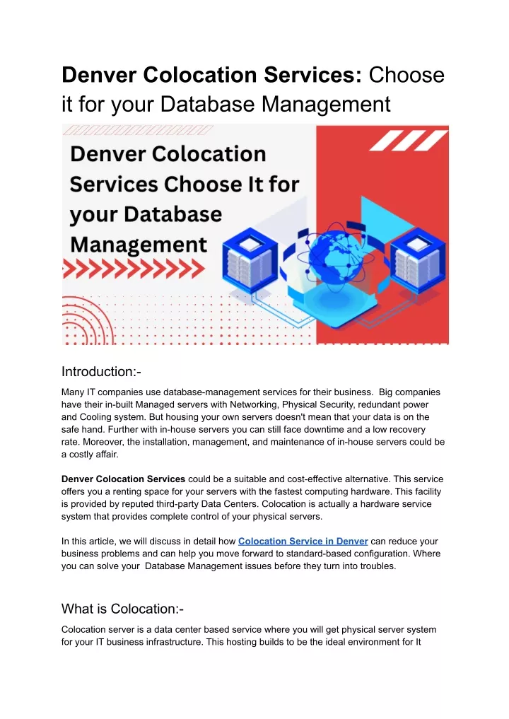 denver colocation services choose it for your