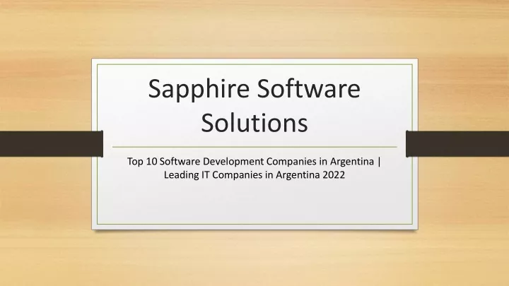 sapphire software solutions