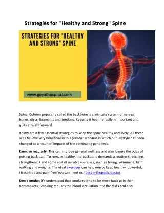 Strategies for helthy Spine