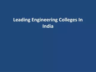 Leading Engineering Colleges In India