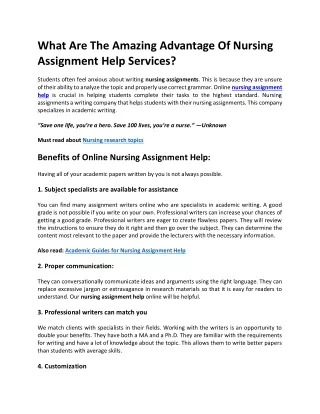 what are the amazing advantage of nursing