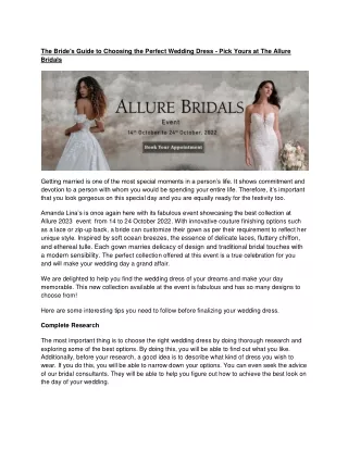 Allure Bridal 2023 Trunk Show Event