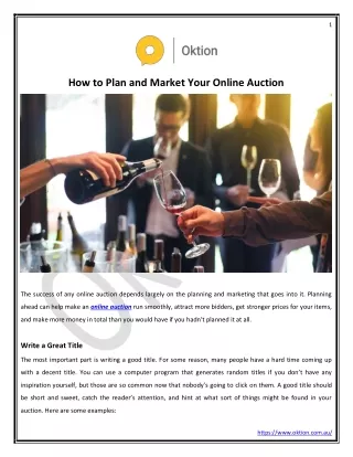 How to Plan and Market Your Online Auction