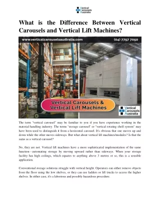 What is the Difference Between Vertical Carousels and Vertical Lift Machines