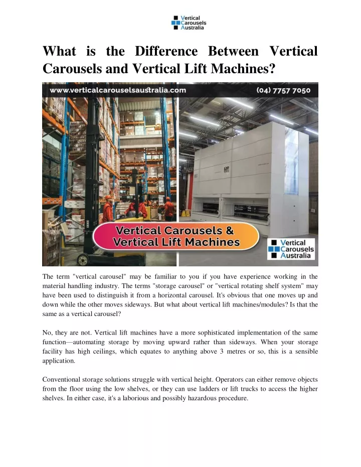 what is the difference between vertical carousels