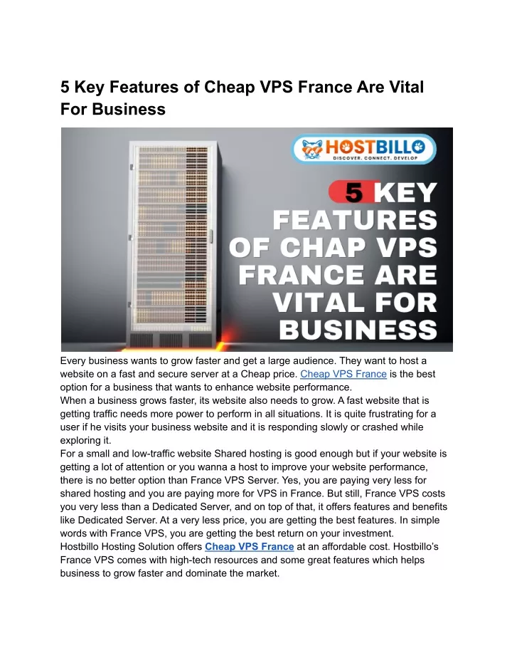 5 key features of cheap vps france are vital