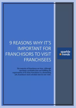 9 REASONS WHY IT’S IMPORTANT FOR FRANCHISORS TO VISIT FRANCHISEES