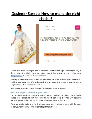 Designer Sarees How to make the right choice