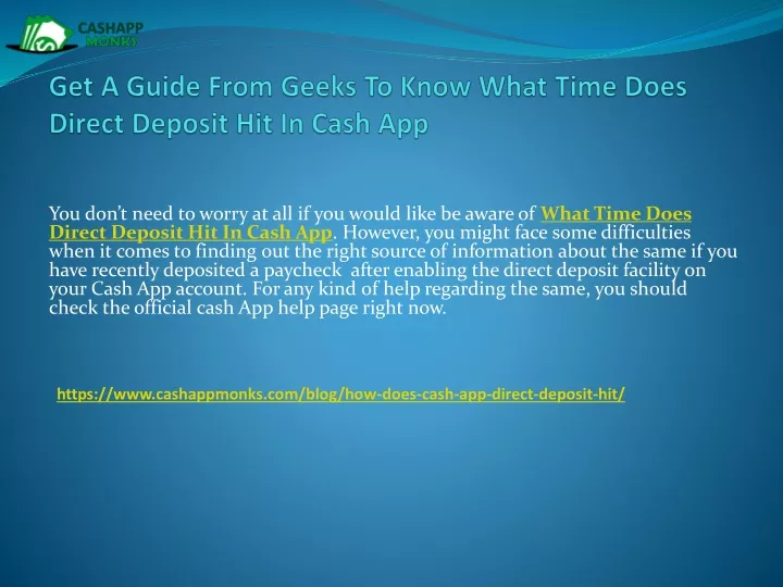 PPT - Get A Guide From Geeks To Know What Time Does Direct Deposit Hit ...