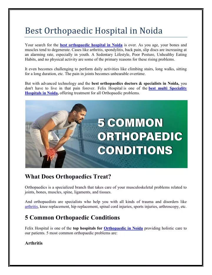 best orthopaedic hospital in noida