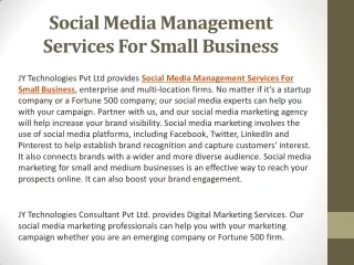 Social Media Management Services For Small Business