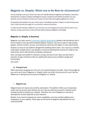 Magento vs Shopify