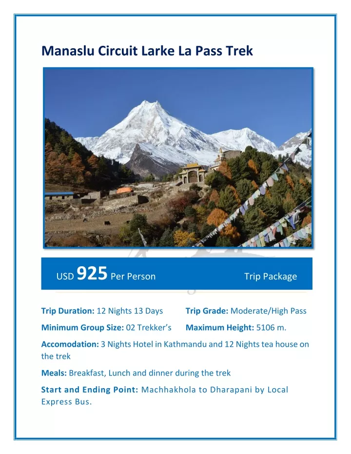 manaslu circuit larke la pass trek