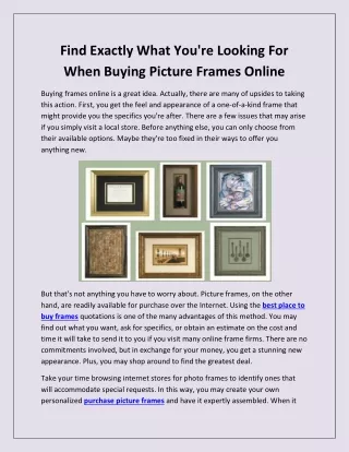 Find Exactly What You're Looking For When Buying Picture Frames Online