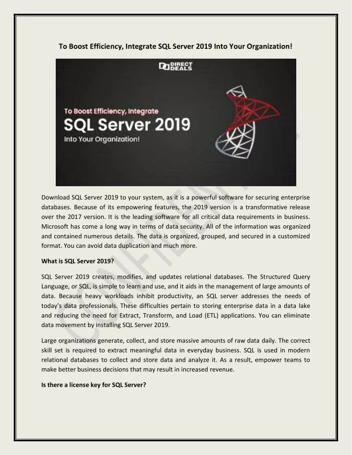 to boost efficiency integrate sql server 2019