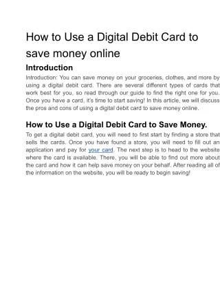 How to Use a Digital Debit Card to save money online