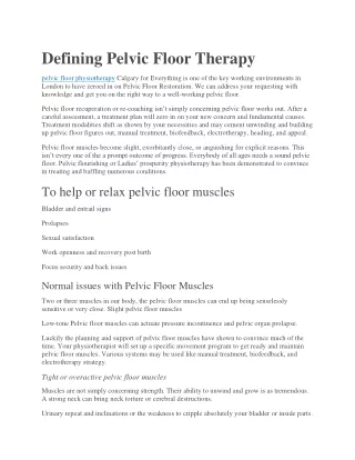 Defining Pelvic Floor Therapy