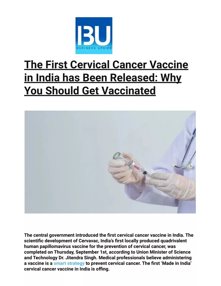 the first cervical cancer vaccine in india
