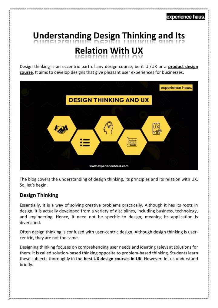 understanding design thinking and its