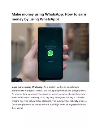 Make money using WhatsApp