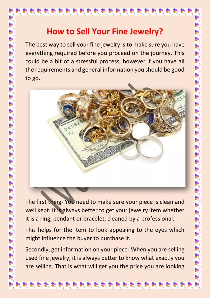 how to sell your fine jewelry